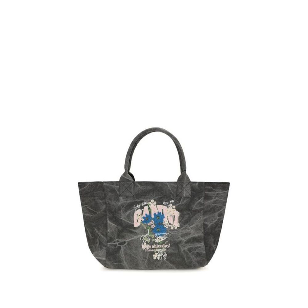 Ganni Gray Cotton Shoulder Women's Bag